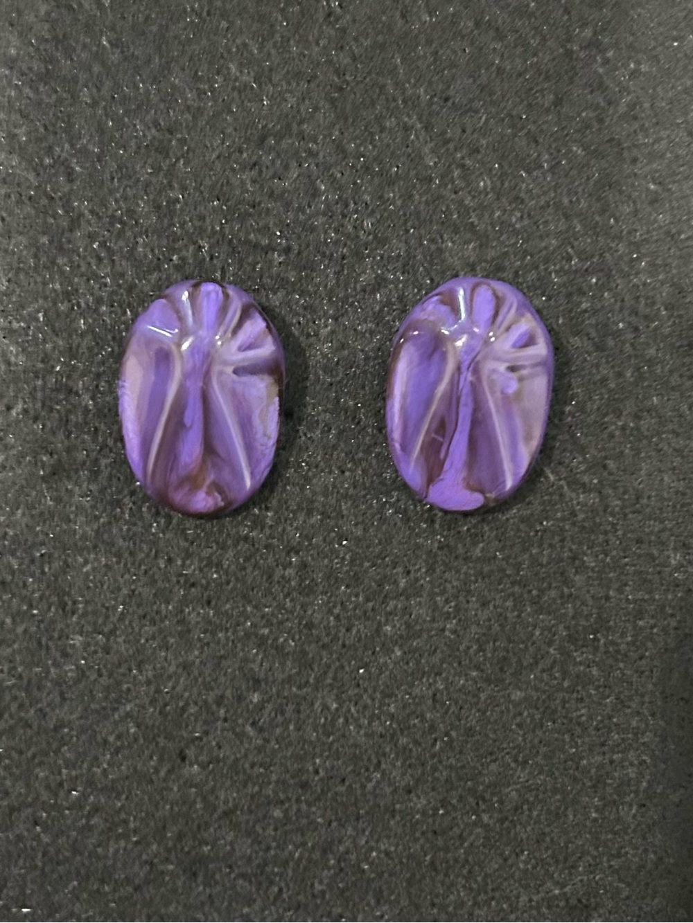 Vintage Purple Resin Floral Stud Earrings